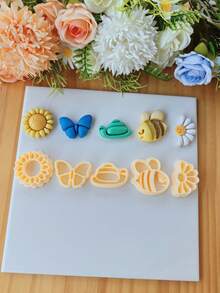 1件春季主题动植物造型聚合物粘土耳环模具，包含蜜蜂、蜗牛、向日葵、蝴蝶等造型，适用于制作聚合物粘土耳环，DIY吊坠耳环，是手工耳环和吊坠的理想选择，也是珠宝制作工具。 - 橘色 - 查看 1