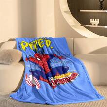 This Is A Marvel Spider-Man Themed Flannel Blanket. The Main Design Is The Classic Red And Blue Spider-Man Suit, With A Blue Background. It Has The Features Of Warmth And Softness, And Can Be Used As A Sofa Cover, Nap Blanket, Or Bedding Decoration. - Multicolor - View 8