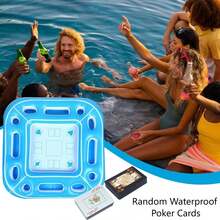 1pc Large Floating Card Table, 4ft Floating Swimming Pool Card Game Table With Waterproof Playing Cards, Inflatable Card Game Tray Accommodates 4-6 People, Adult Inflatable Swimming Pool Bar, Summer Swimming Pool Accessories Inflatable Fruit Cup Holder & Ice Bucket Tray, Suitable For Beach Resort, Cruise, Lake House, Pool Side, Camping & Recreation - Nhiều màu - Xem 9