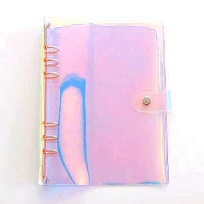 دفتر ملاحظات بحلقات 6 ملون وردي وأزرق بطبقة بلاستيكية شفافة بحجم A5 و A6