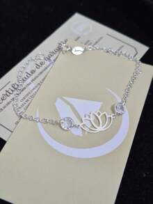 Lotus Flower Bracelet With Cubic Zirconia In 925 Sterling Silver - Silver - View 2