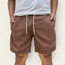 Kit 5 Premium Linen Shorts Bermuda Mauricinho Men's Casual Basic Comfortable Leather Label Detail - Nhiều màu - Xem 5