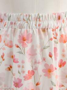 Women's Floral Print Polyester Tiered Flare Skirt, A-Line Casual Elegant Ruffle Hem Design, Non-Stretch - Multicolor - View 4