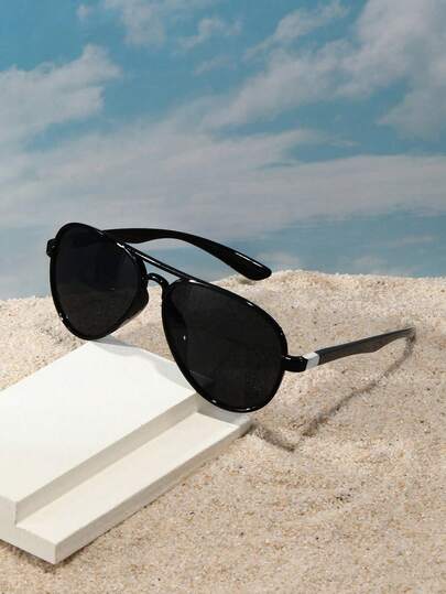 Unisex Retro Oversized Plastic Pilot Sunglasses, Classic Design For Outdoor Travel, Beach, Casual Wear, Driving, UV Protection