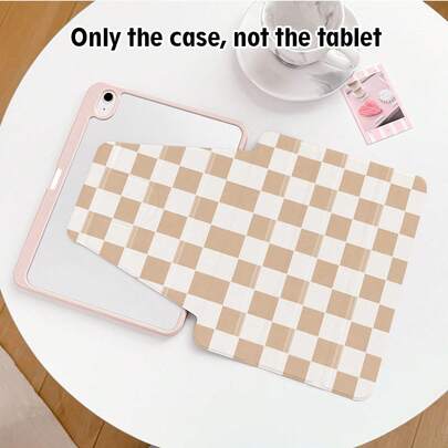 1 件装翻盖平板电脑保护套，带笔槽，格子图案，720 度旋转支架，PU 皮革材质，具备自动休眠/唤醒功能，适用于华为、荣耀、苹果等平板电脑品牌，适合返校季、情人节等场合。
