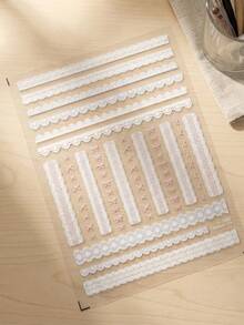 1 Sheet 5D Nail Stickers, Sweet Bow, Pink Lace, Heart Shaped Self-Adhesive Nail Art Stickers, DIY Nail Decals Nails - Multicolor - View 2