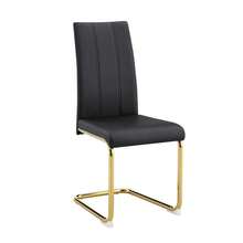 MUUOKY 2026 New Dining Chairs Set Of 2, Modern Faux Leather Upholstered Dining Room Chairs With Thick Cushioned Seat And Backrest, Sturdy Metal Legs Kitchen Side Chairs For Small Space Apartment And Living Room, Easy Assembly, Perfect For Christmas And Thanksgiving Decor - 黑+金 - 查看 10