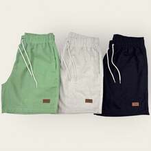 Kit 3 Bermuda Cargo Linen Premium Shorts Mauricinho Men's Casual Basic Comfortable - 薄荷綠 - 查看 1