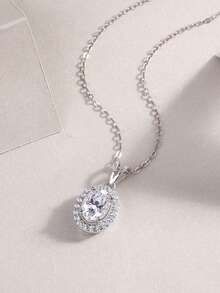 Dây chuyền bạc 925 đính đá Moissanite, mặt dây chuyền tối giản không gây dị ứng, món quà sang trọng cho Ngày Valentine, Ngày của Mẹ, Sinh nhật, Bạn gái, Vợ, Mẹ (Kèm hộp quà) - Bạc - Xem 6