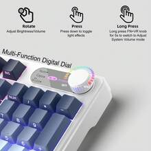 MageGee GK960 Wireless Gaming Keyboard, RGB Tri-Mode Wired/BT/2.4G Creamy Keyboard With Number Pad, 4000mAh Battery, Knob Control, Side Printed Keycaps, 19-Key Anti-Ghosting - 黑藍 - 查看 4