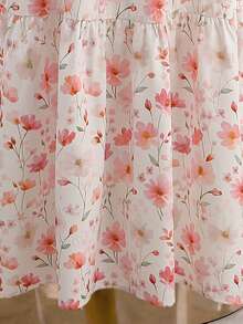 Women's Floral Print Polyester Tiered Flare Skirt, A-Line Casual Elegant Ruffle Hem Design, Non-Stretch - Multicolor - View 5