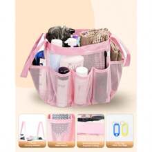 Temede Mesh Shower Caddy Tote, Large Shower Caddy Basket Portable, Quick Dry Hanging Toiletry Bag, 8 Storage Pocket Bath Organizer For College Dorm, Gym, Camp, Travel (Pink) - 粉色 - 查看 4