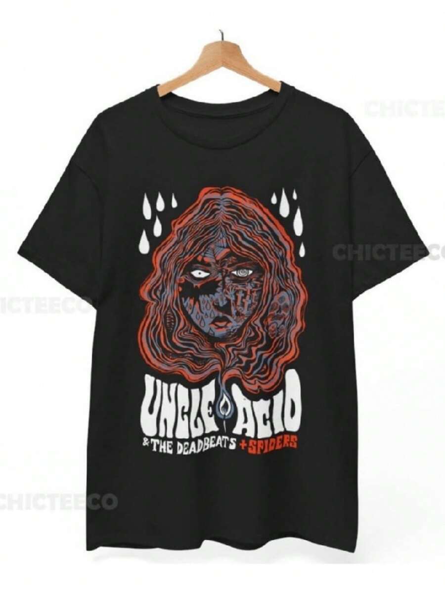 Electric Wizard Shirt Uncle Acid Deadbeats Satanic Doom Rock Music Unisex Tee (1) - 黑色 - 查看 1