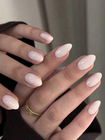 30pcs Short Almond-Shaped Glossy Apricot Color Press-On Nails, Acrylic Material Perfectly Fitting Nail Set, Includes: 1pc Jelly Gel And 1pc Nail File, Apricot Nails Suitable For Women And Girls For Daily, Party And Other Occasions