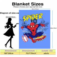 This Is A Marvel Spider-Man Themed Flannel Blanket. The Main Design Is The Classic Red And Blue Spider-Man Suit, With A Blue Background. It Has The Features Of Warmth And Softness, And Can Be Used As A Sofa Cover, Nap Blanket, Or Bedding Decoration. - Multicolor - View 16