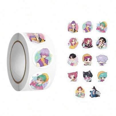 500张可爱韩国女团卷发贴纸 - DIY日记装饰贴纸，适合青少年和粉丝，可用于制作专辑、笔记本、文具和信封封口贴，也可用作复活节彩蛋填充物、情人节礼物和新年手工材料。