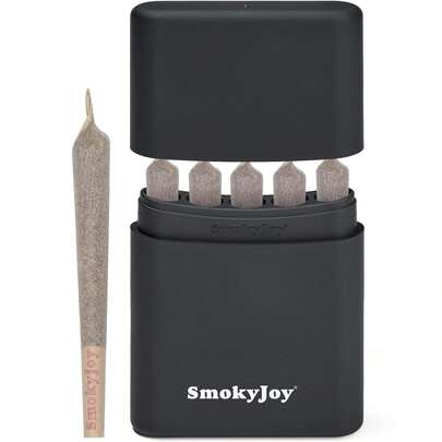 Smell Proof Holder, 5 Hole Single Holder Pre Roll, Rolled King Size Cone Storage Box Container, Black