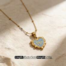 Stainless Steel Heart-Shaped Butterfly Pendant Necklace - Elegant Enamel Butterfly Pendant Necklace For Women, Minimalist Gold Jewelry Gift - Gold - View 9