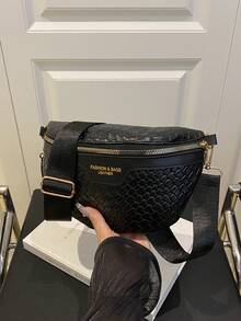 Túi đeo hông dệt kim thời trang mới dành cho nữ, kiểu dáng retro đa năng. - màu đen - Xem 10