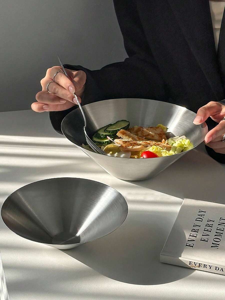1/2pcs Premium Stainless Steel Cereal/Salad/Soup/Snack Bowl, Elegant Serving Bowl For Mixing, Cooking, Baking, Preparation - 250ML And 1000ML