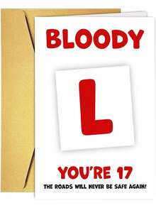1pc 17th Birthday Card 17 Year Old Girl Or Boy - Bloody L - Funny Learner Driver Gifts For Teens, Boys, Girls, Sons, Daughters, Brothers, Sisters, Nephews, Nieces - View 5