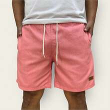 Kit 5 Premium Linen Shorts Bermuda Mauricinho Men's Casual Basic Comfortable Leather Label Detail - Nhiều màu - Xem 10