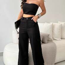 Tailored Set Cargo Pants And Top - 黑色 - 查看 8