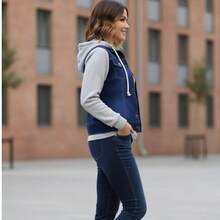 Chamarra Dual Confort Mezclilla Strech Mangas de Algodón - Azul Marino - Ver 3