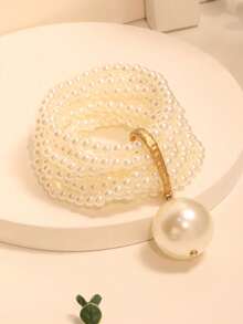 1 件多层人造珍珠手链，适合女性参加晚会、婚礼、度假和日常佩戴 - 白色 - 查看 8