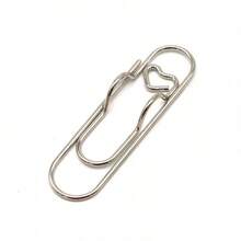 1 chiếc kẹp bút hình trái tim ngẫu nhiên, kẹp tài liệu đa năng bằng kim loại màu vàng hồng/bạc, kẹp sổ tay/nhật ký lớn tiện dụng cho văn phòng phẩm và trường học. - Nhiều kiểu dáng - Xem 5