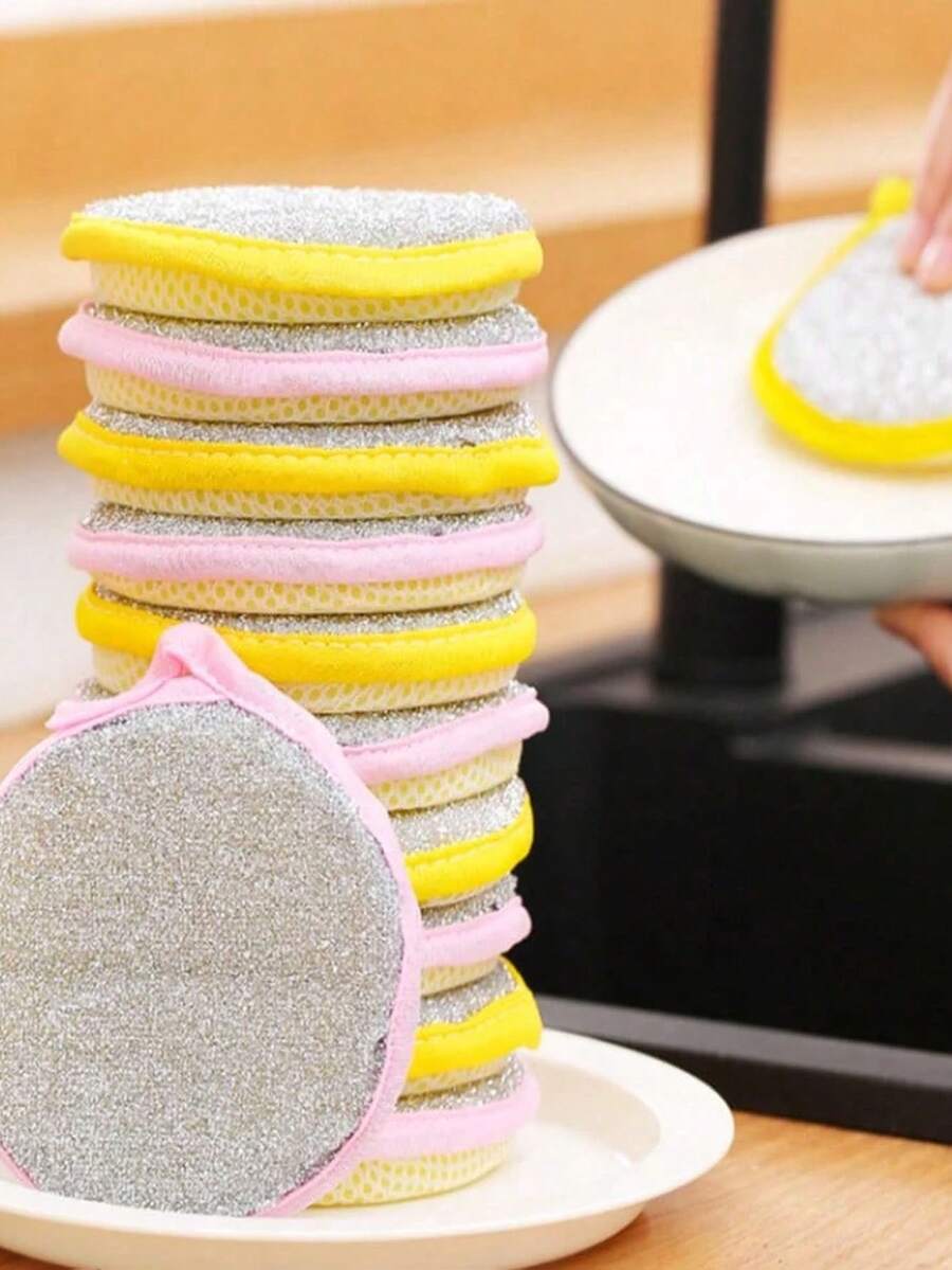 10pcs Sponge Cleaning Pads, Essential Kitchen Cleaning Supplies, Double-Sided Magic Sponge Suitable For Dishes, Pots And Pans Cleaning, Highly Absorbent, Non-Stick And Non-Scratch, Applicable For Kitchen Sink, Tableware, Cookware Cleaning, Thick , Easy To Dry, Must-Have Kitchen Cleaning Items - Multicolor - View 1