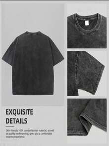 1Piece T Shirt Only Trus Cotton, Summer Women's Clothing Fun Prints Street Vintage Simple Letter Prints, Hip-Hop Korean Style Comfortable Commuting All-Match Women's Clothing, Regular Niche Fashion Women's Clothing Y2k Clothing Punk Rock Grunge Graphic Tees, Women's Clothing Washed T-Shirt Short Sleeve - màu đen - Xem 2