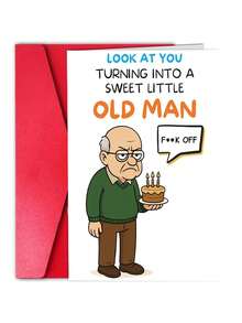 1pc Funny Birthday Cards For Men, Humorous Rude Birthday Card For Dad Husband Brother & Male Friend, Hilarious Birthday Cards With Sweet Little Old Man Design, Funny Birthday Gifts For Men - View 1