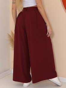 Women's Wide Leg High Waist Wide Leg Pants - 紫紅色 - 查看 7