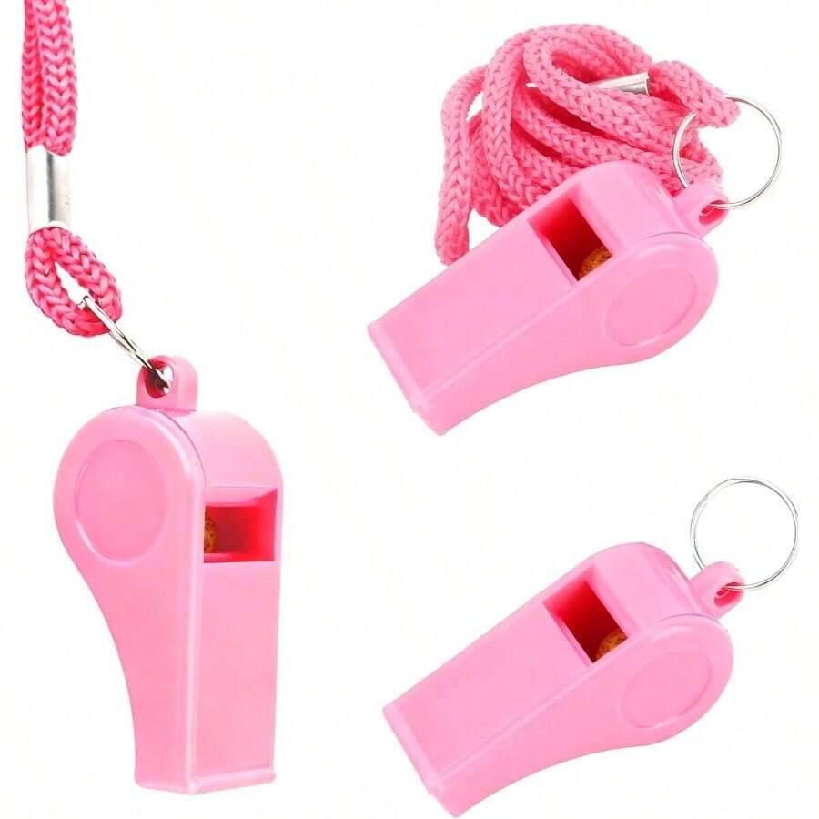 Whistle, Pink Whistles With Lanyard Plastic Loud Whistle Referee Loud Crisp Sound Emergency Whistle Teacher Polices Officials School Soccer Outdoor Enthusiasts Dog Training Party Favors - Pink + 3 PCS - View 1