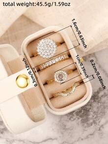 4 Stücke Mode Kubikzirkonia Ringe mit Box für Frauen für Hochzeit Verlobung Jahrestag Party Schmuck Valentinstag Geschenk - 1# - Übersicht 5