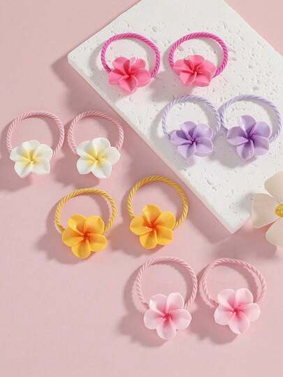 10pcs/Set Sweet Floral Hair Scrunchies, Elastic Hair Ties, Minimalist Versatile Hair Accessories For Women