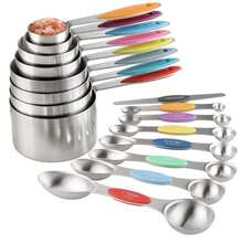 Measuring Cup And Spoon Set, Stainless Steel Measuring Cup And Spoon With Silicone Handle, Measuring Spoon Set, Graduated Measuring Cup And Spoon Combo, Suitable For Dry And Liquid Ingredients - Kitchen Supplies - Baking Tools - Multicolor - View 13