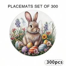4pcs Spring Rabbit Tableware Set, Polyester Round Placemats, Hand Wash, Non-Slip, Washable, Easter Flower & Rabbit Pattern, Suitable For Home, Kitchen, Party, Restaurant Decor, Size 15 Inches - Multicolor - View 14