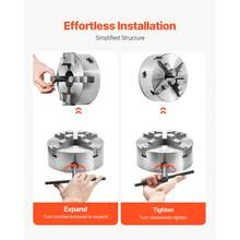 4-Jaw Lathe Chuck, 8 Inch (200 Mm), Self-Centering Chuck With 1 1/2 In-8 Threaded Backing Plate, 0.16-7.87 In (4-200 Mm) Clamping Range With T-Wrench Screws, HT300 Material, For Wood Metal Lathe - 4-jaw, 6 Inch - View 5