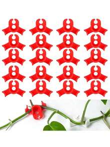 20个塑料园艺植物夹，红色植物栽培固定器，90度弯曲夹 - 多色 - 查看 4