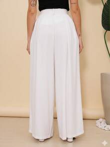 Women's Wide Leg High Waist Wide Leg Pants - Putih - View 7
