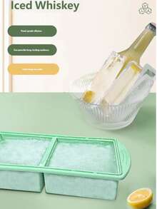 1 pieza Molde de cubitos de hielo de silicona grande con tapa, apto para separar en el fondo de la olla de sopa, alta capacidad para hacer cubitos de hielo, recipiente para almacenar cubitos de hielo - Verde - Ver 4