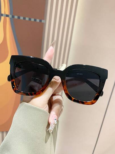 Bohemian Style Plastic Cat Eye Sunglasses For Women, Large Frame Fashion Elegant Decoration For Outdoor Travel Beach Vacation Casual Wear, Summer UV Protection Driving Glasses
