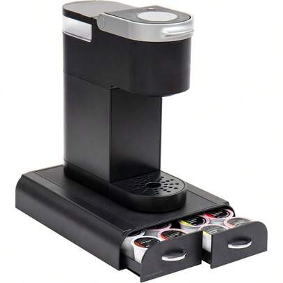Organizador de cápsulas de un solo servicio, 2 cajones, capacidad para 24 cápsulas, compatible, negro