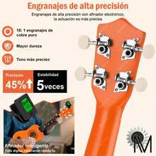 Kit De Ukelele Soprano Acústico Madera Universal 21pulgadas Con Afinador, Gurkitsy® Ukulele 4 Cuerda 21in Concierto Acustico Con Afinador Electrónico, Correa, Bolsa 15pcs Accesorio Para Adulto Y Niños - Naranja Coral - Ver 9