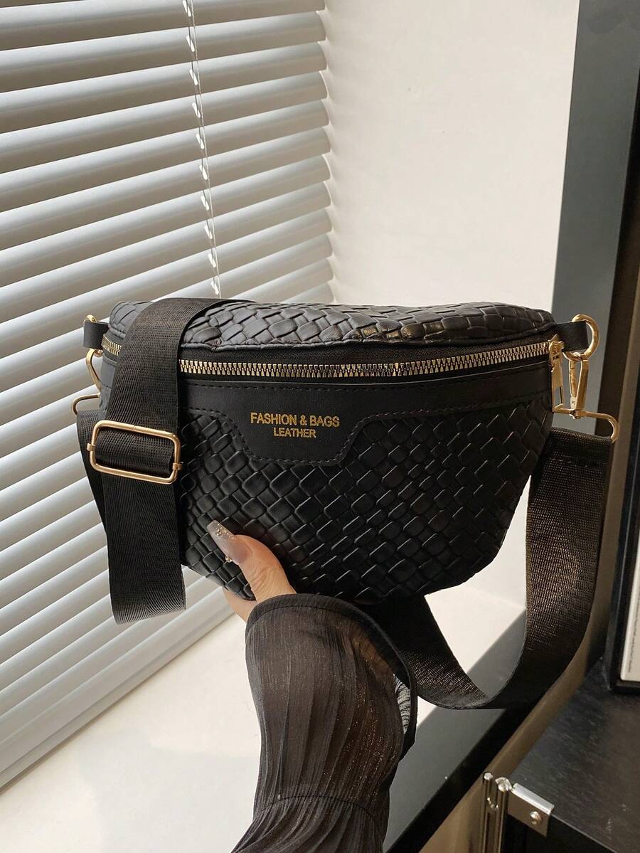 Túi đeo hông dệt kim thời trang mới dành cho nữ, kiểu dáng retro đa năng. - màu đen - Xem 1