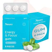 Neuro Energy & Focus Gum - 40mg Natural Caffeine Gum & Nootropic Energy Supplement With L-Theanine & B Vitamins - Sugar Free, Vegan - Peppermint, 54ct Vitamins Supplements Chlorophyll Creatina Monohidratada Vitamins Probiotics For Women Protein Powder Quick Ship Items  Creatina Colageno - 54 Count - 查看 8