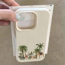 1个TPU材质新鲜椰子树可爱动物图案手机壳，适用于 17 Pro Max/17/16 Pro Max/15/13/12/11、S20 FE/A15/S24/A55、Note 11/Note 12/Note 13 Pro，全包防摔软壳保护套，国际版，非国内版 - 白色 - 查看 3