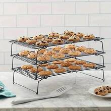 Rejilla de enfriamiento para hornear, rejilla de enfriamiento plegable de 3 niveles, utensilios para hornear, accesorios de hornear, rejilla de secado de galletas y pasteles, adecuada para la cocina, imprescindible para cocinar al aire libre, regalo ideal para mujeres. - Paquete de 3 piezas - Ver 1